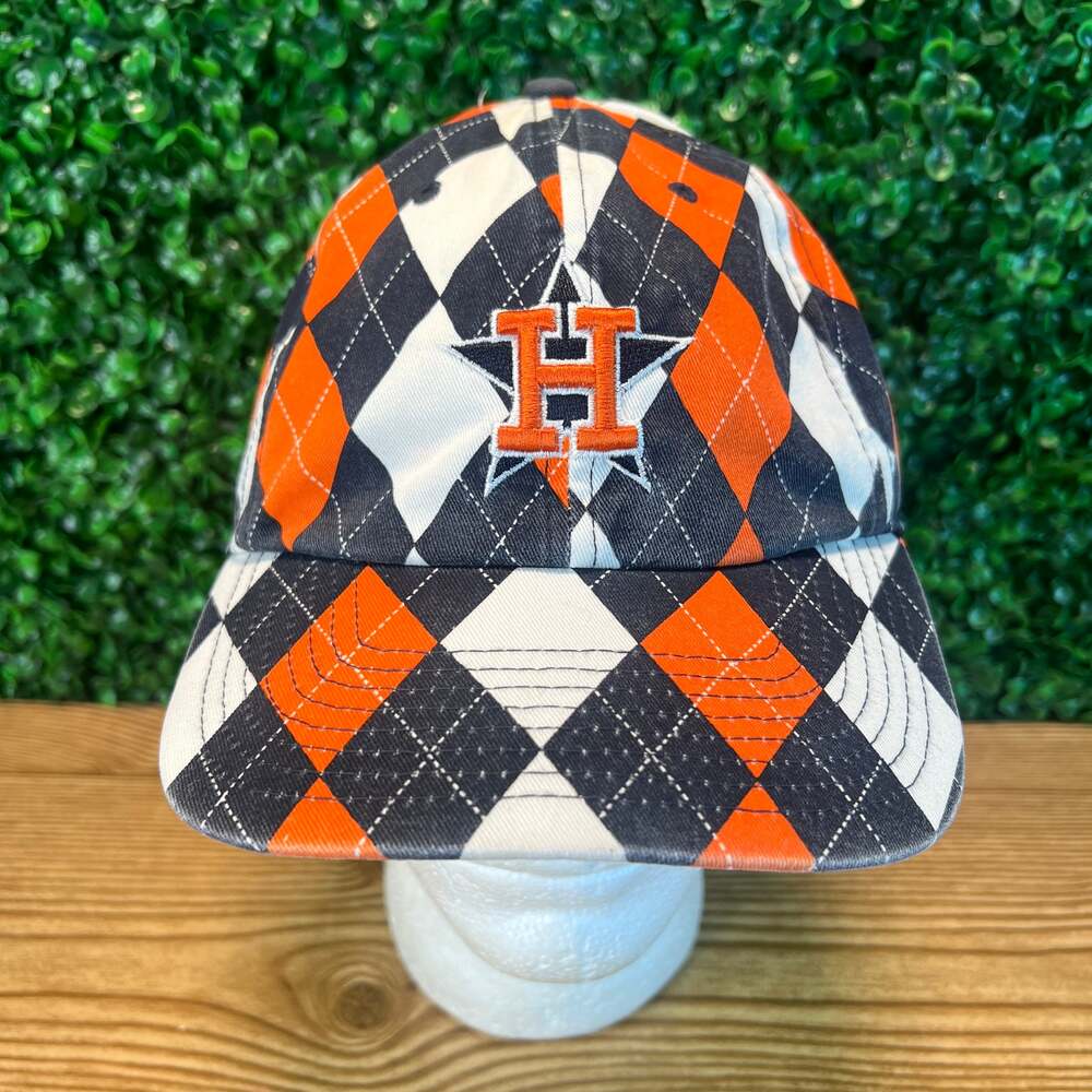 47 Brand Houston Astros Navy Blue Orange Argyle Adult Hat Cap Adjustable Hat